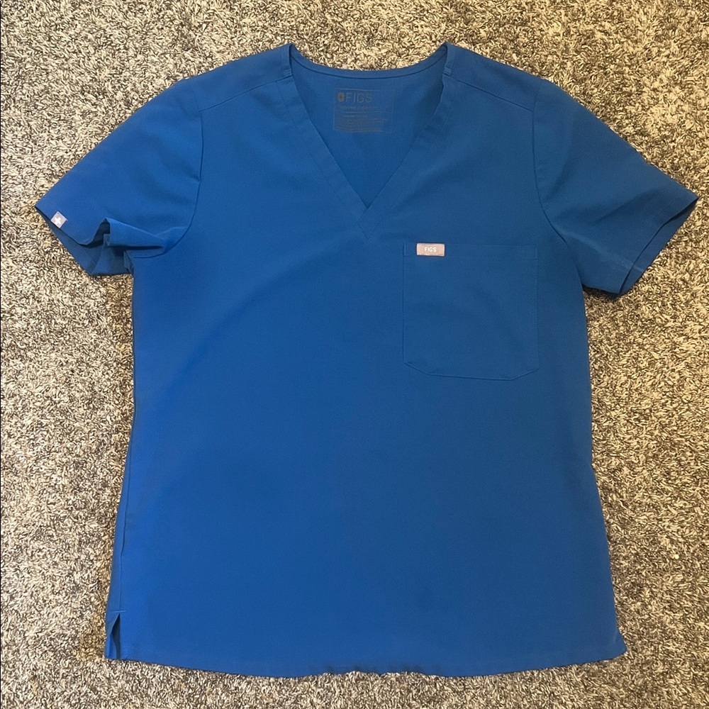 Figs Royal Blue V-Neck Medical Scrub Top